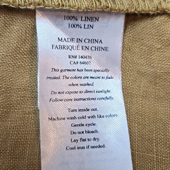 Faherty Laguna Sleeveless Shirtdress Linen Dull Gold (Tan) Medium - Picture 7 of 8